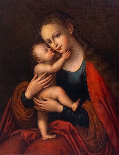 Dipinto Olio Su Tela Madonna Con Bambino Epoca Beggi Antichit