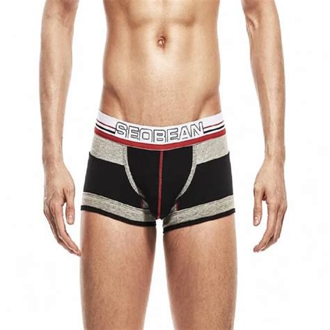 Famous Brand High Quality Elastic Men Boxer Cotton Shorts Low Waist