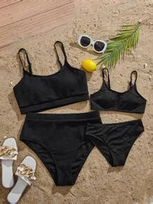 Swim Vcay Summer Beach Plus Size Solid High Waisted Bikini Set Shein Usa