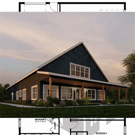 The Parkway Plan 3 Bedroom Barndominium Floor Plan Etsy