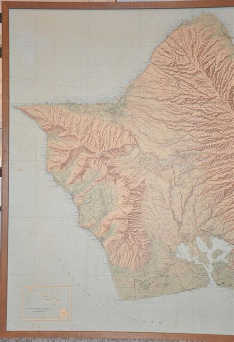 Topographic Map Of The Island Of Oahu Curtis Wright Maps