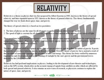 Concepts in Physics Series: Relativity by M Teaching Peaks | TPT