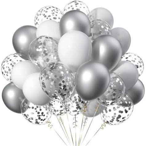 Lot De Blanc Et Argent Latex Baudruche Ballons Pouces Argent