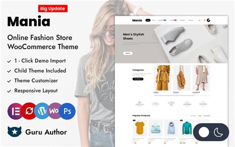 Mania Thème réactif Elementor WooCommerce pour boutique de mode en ligne