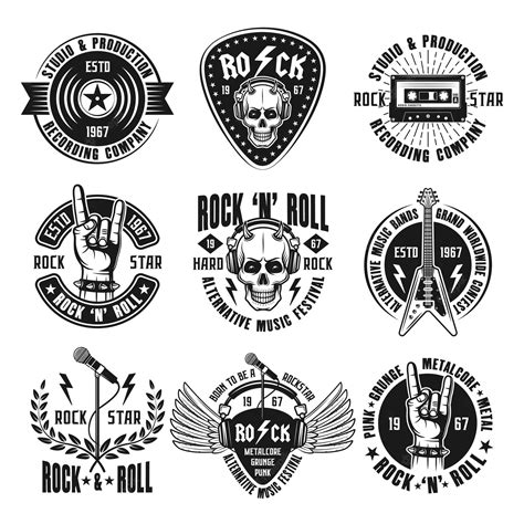 Premium Vector Rock Music Vintage Emblems