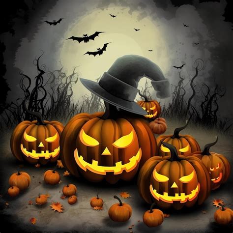 Premium Ai Image Halloween Background With Pumpkins