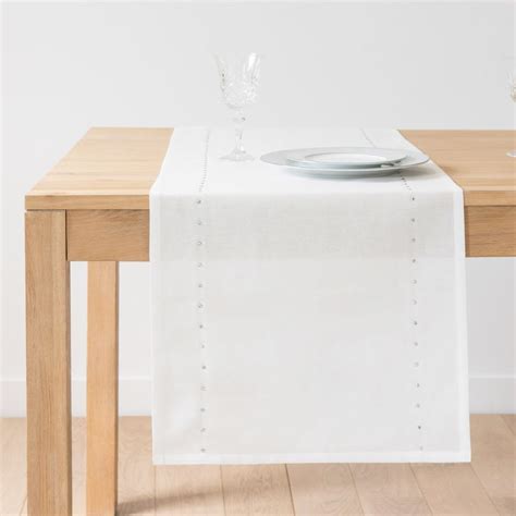 Chemin de table en coton blanc à strass 45x150 Diamond Maisons du Monde