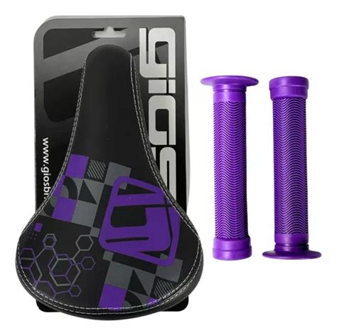 Kit Gios Banco Selim Manopla Punho Luva Bmx Wheeling Grau Frete grátis