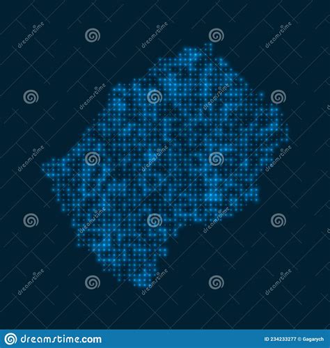 Lesotho Dotted Glowing Map Stock Vector Illustration Of