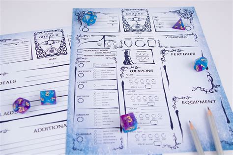 Character sheet 5e Wizard PDF | Etsy