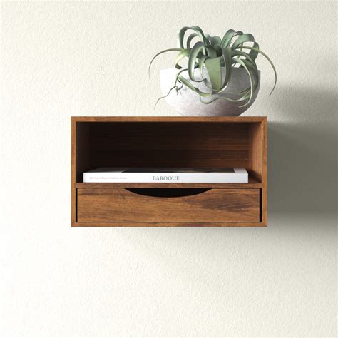 Wade Logan® Adeana Poplar Solid Wood Floating Shelf with Drawer & Reviews | Wayfair