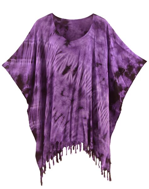 Purple Women Boho Hippie Tie Dye Plus Size Tunic Blouse Kaftan Etsy