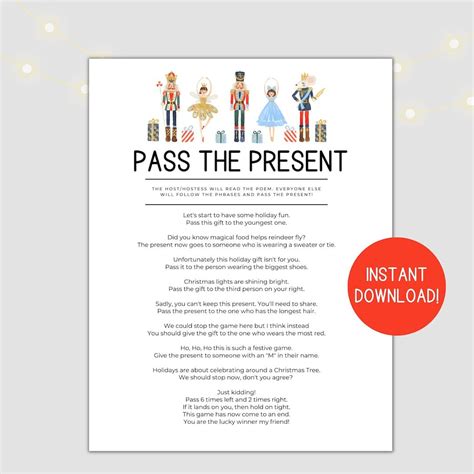 Pass The T Game Poem Pass The Present Game Pass The Parcel Game Christmas Party Game