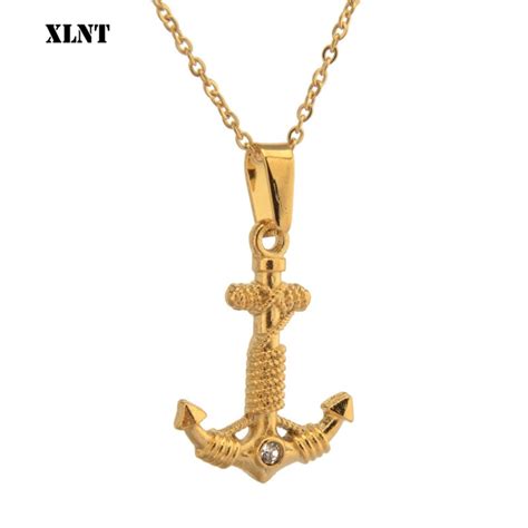 XLNT Colgante de ancla pirata caribeña para mujer y hombre collar