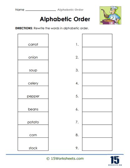 Alphabetic Order Worksheets 15