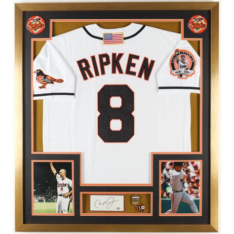 Cal Ripken Jr Signed Custom Framed Cut Display With Jersey Official