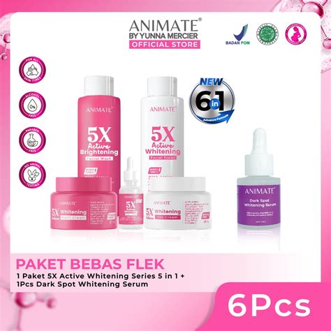 Jual Paket Bebas Flek Animate 5x Active Whitening Series 5in1 Dark