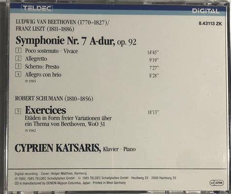 Beethoven Liszt Symphony No Cyprien Katsaris Exercices Cd Ebay