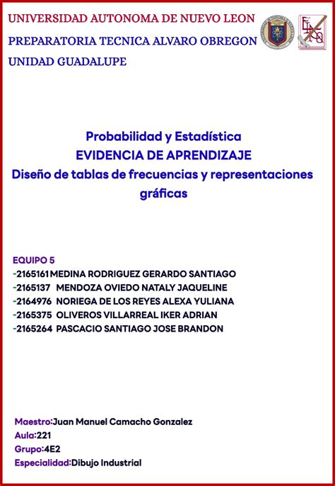 EAE1 Equipo 5 PYE EVIDENCIA Probabilidad Y Estadística Studocu