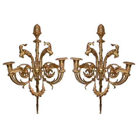 Pair Antique French Louis Xvi Bronze D Ore Wall Sconces Circa