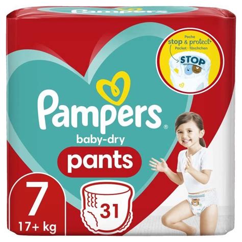 PAMPERS Baby Dry Pants Taille 7 31 Couches Culottes Cdiscount