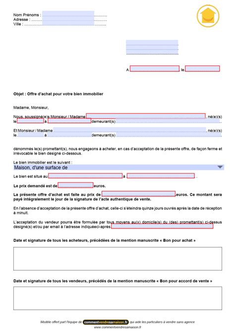 Mod Le Doffre Dachat Pour Maison Appartement Terrain Et Parking