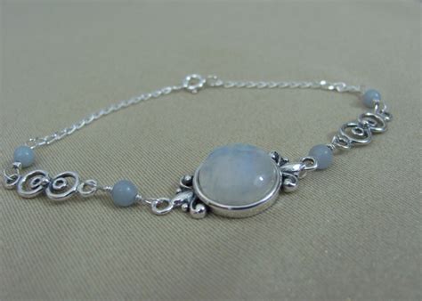 Rainbow Moonstone Bracelet In Sterling By Lindasjewelryshopllc