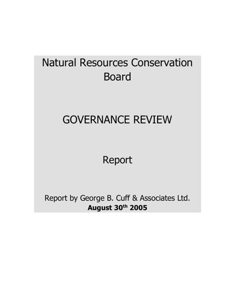 Natural Resources Conservation Board Governance Review