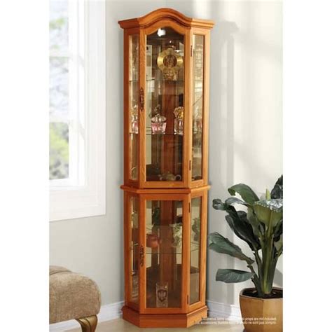 Floor Standing Oak Lighted Curio Cabinet Fscc2000 1mk The Home Depot