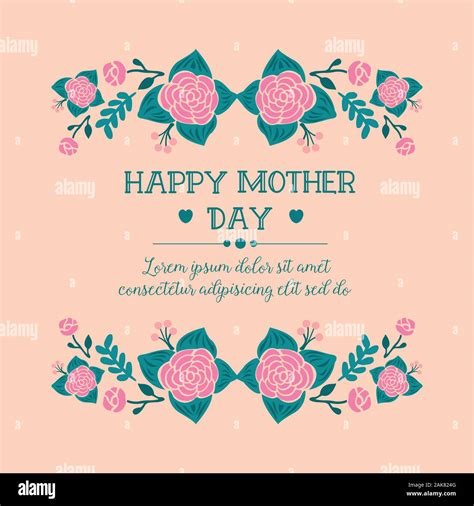 Beautiful Wreath Frame Design For Elegant Happy Mother Day Greeting Card Design Vector Stock