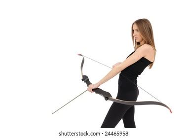 Beautiful Woman Aiming Bow Studio Shot Stock Photo Shutterstock