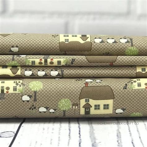 Brown Houses Fabric Cottontail Cottage Bunny Hill Designs Etsy