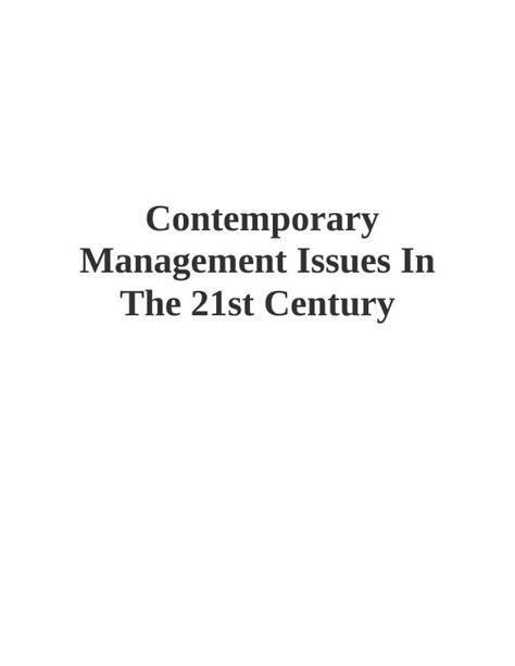 Contemporary Management Issues In The St Century Desklib