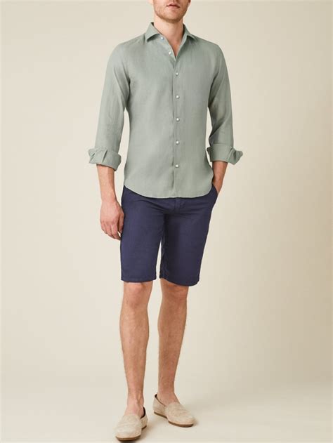 Hauts Luca Faloni Chemises En Lin Chemise En Lin Portofino Vert Sauge