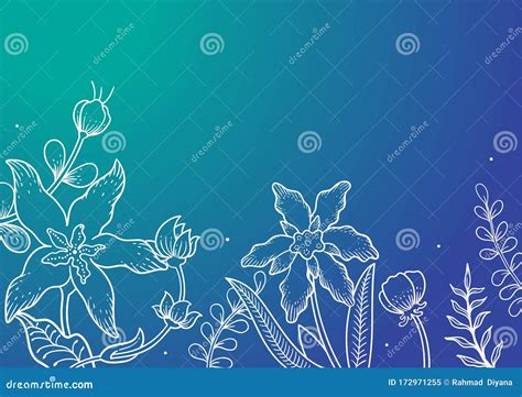 Illustration Handdrawn Floral Tosca Background 2 Stock Vector ...