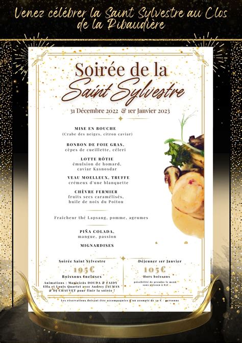 St Sylvestre Menu Le Clos de la Ribaudière