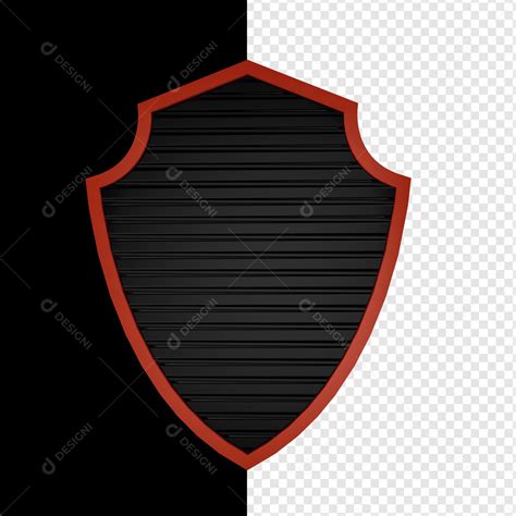 Escudo Elemento 3d Vermelho E Preto Para Composição Psd Download