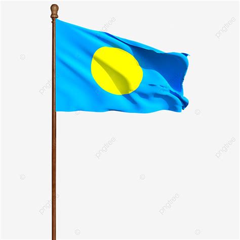 Palau Flag With Pole Palau Flag Png Palau Flag Waving Png Palau Flag