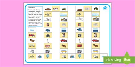 Transport Vocabulary Race Board Game Profesor Hizo