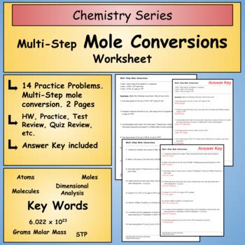 Multi Step Mole Conversions Worksheet By Back Pocket Science TPT