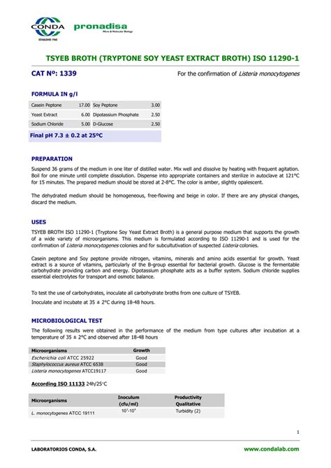 Tsyeb Broth Tryptone Soy Yeast Extract Broth Iso 11290 1 Listeria