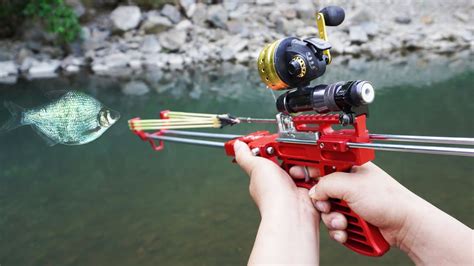 Fishing With Mechanical Slingshot Rifle And Darts Youtube