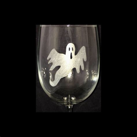 Scary Ghost Engraved Wine Glass Halloween Glassware Etsy