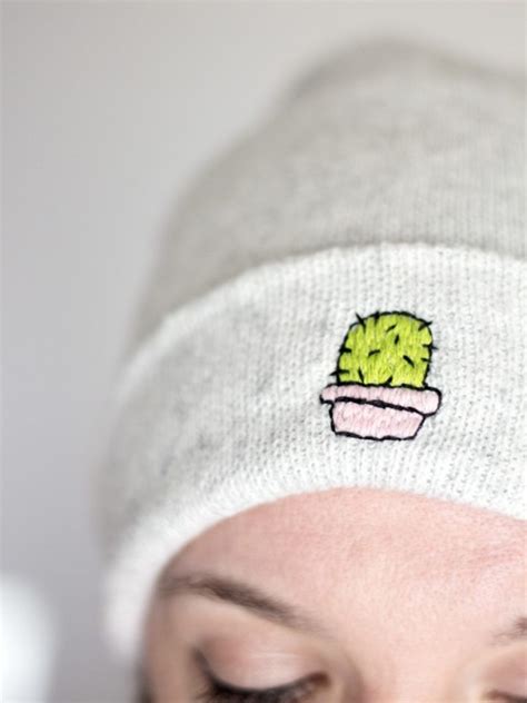 Embroidered Beanie Diy Make This Quick Cute Update To Your Cap