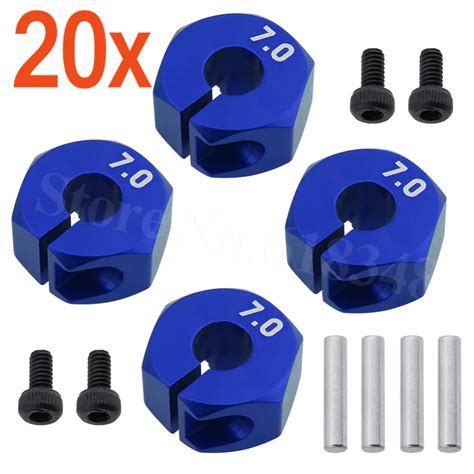 20Sets 4pcs Set Aluminum 7 0 Wheel Hex 12mm Drive Hubs With Pins Screws