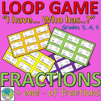 Loop Game - Addition and Subtraction of Fractions (Math Games) (Problem solving)