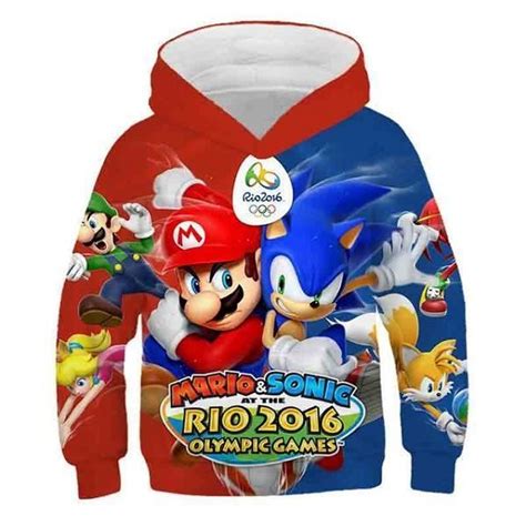 Dessin Animé De Sweat Shirt3d Sonic Le Hérisson Mario Bro Sweats à