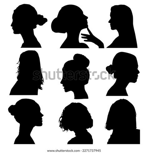 Silhouette Black White Woman Face Icon Stock Vector (Royalty Free ...