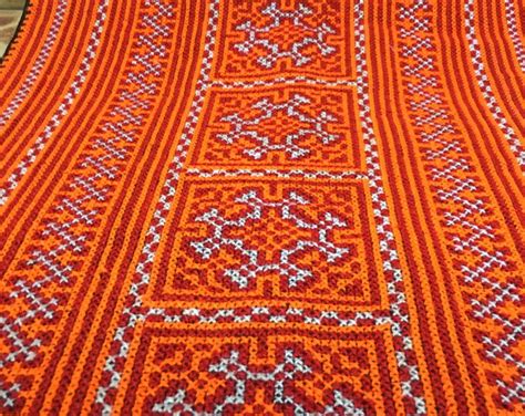 2 Yards Hmong Hand Cross Stitch Embroidery Fabric Vintage 741C Etsy