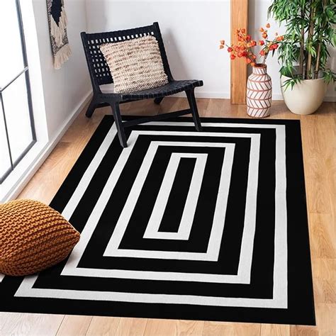 Amazon Lanffia Black And White Area Rug 4x6ft Washable Indoor